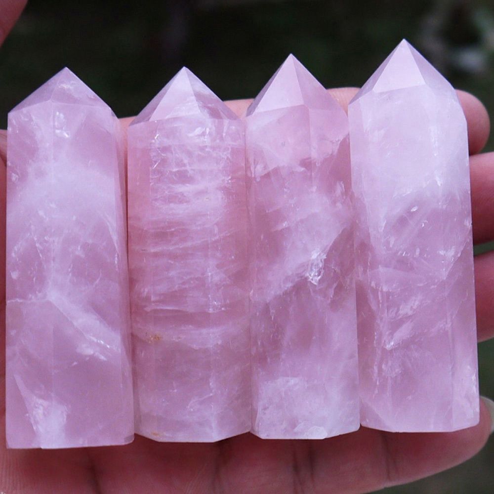 1PC Large 100% Natural Rock Pink Rose Quartz Point Healing Crystal Stone 50-60mm and 70-75mm Handmade Home Decor