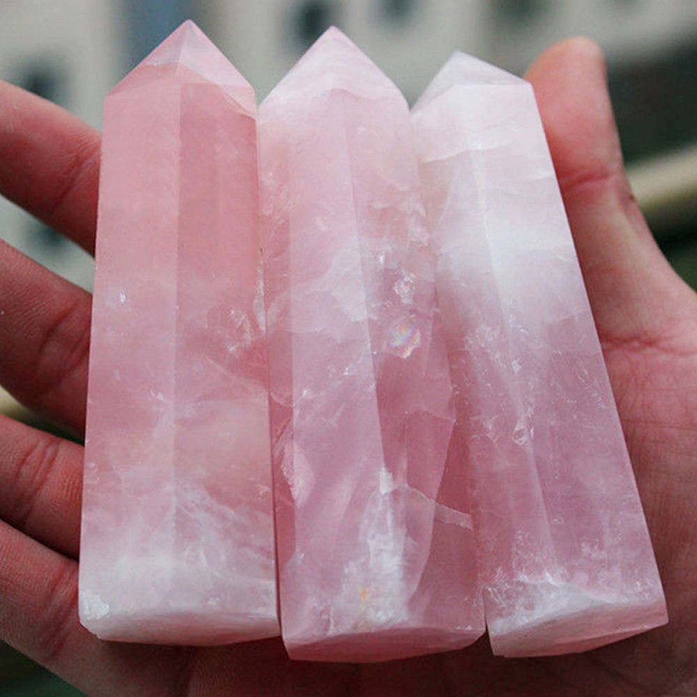 1PC Large 100% Natural Rock Pink Rose Quartz Point Healing Crystal Stone 50-60mm and 70-75mm Handmade Home Decor