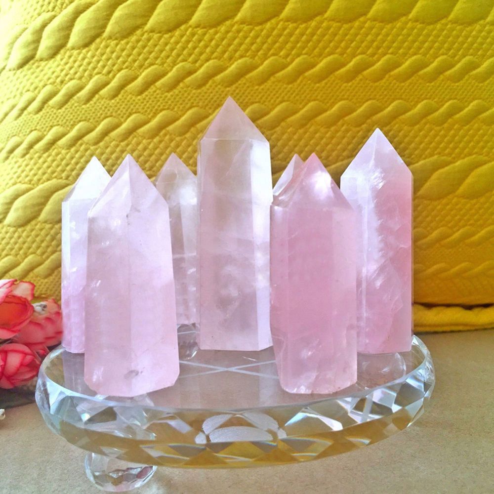1PC Large 100% Natural Rock Pink Rose Quartz Point Healing Crystal Stone 50-60mm and 70-75mm Handmade Home Decor