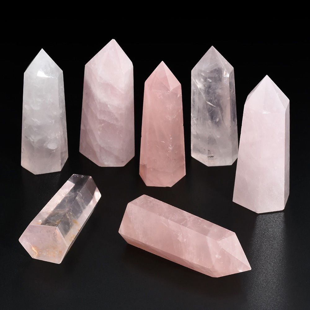 1PC Large 100% Natural Rock Pink Rose Quartz Point Healing Crystal Stone 50-60mm and 70-75mm Handmade Home Decor