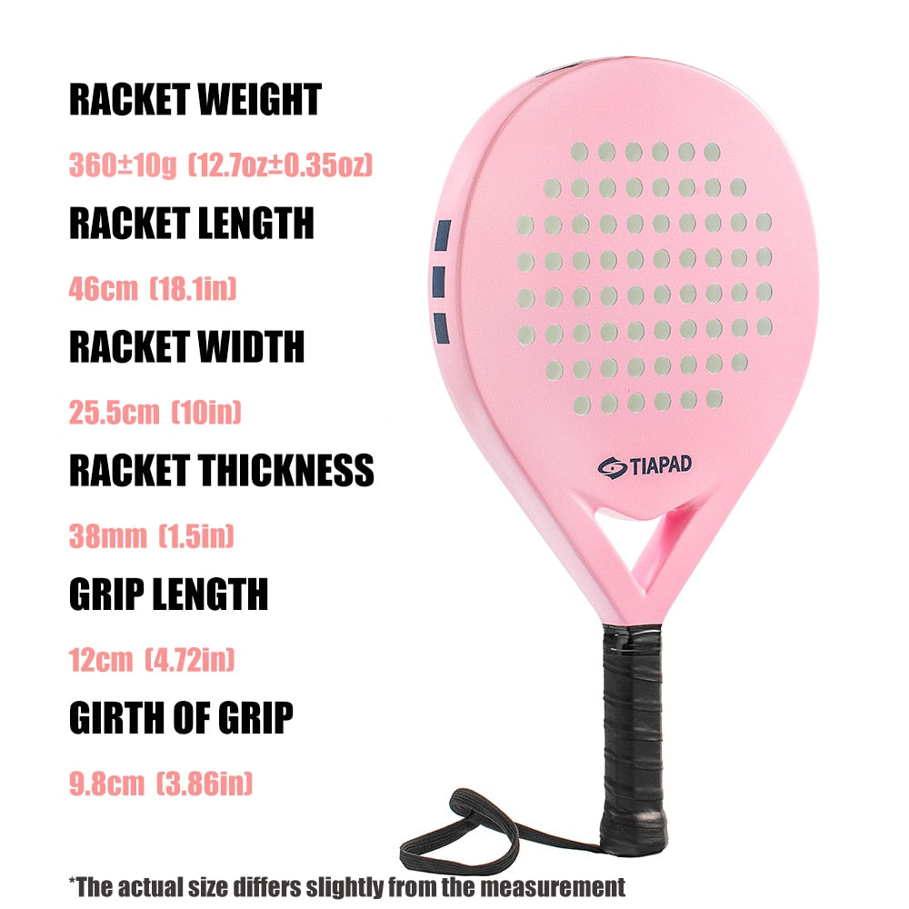 Padel Racket Carbon Fiber Frame and Soft EVA Core Well-Balanced Paddle, Padel Racket for Women Beginners