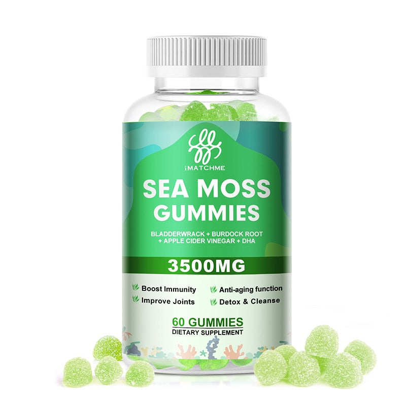 Sea Moss Gummies Organic Irish Moss Immune System Iodine supplement Gut Cleanse & Thyroid Supplement Weights Management