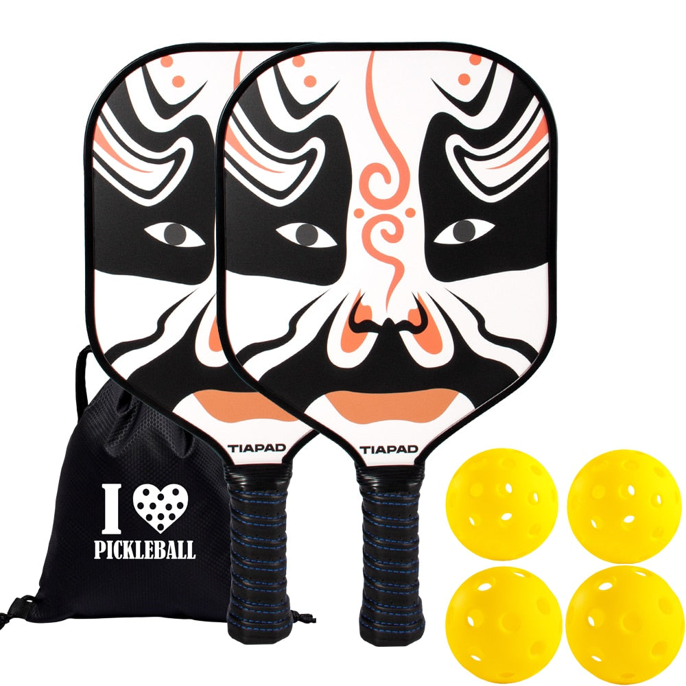 Pickleball Racket Set of 2, USAPA Approved Carbon Fiber Surface Pickleball Paddles, Indoor & Outdoor Pickle Balls for Women Men