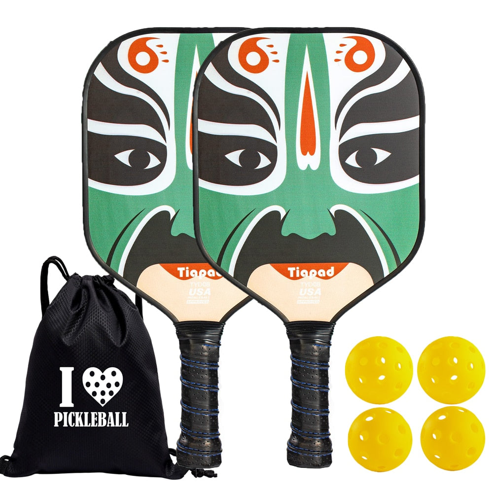Pickleball Racket Set of 2, USAPA Approved Carbon Fiber Surface Pickleball Paddles, Indoor & Outdoor Pickle Balls for Women Men