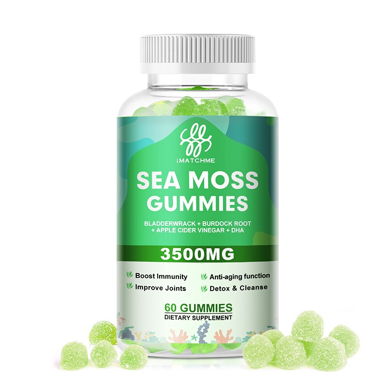 Sea Moss Gummies Organic Irish Moss Immune System Iodine supplement Gut Cleanse & Thyroid Supplement Weights Management