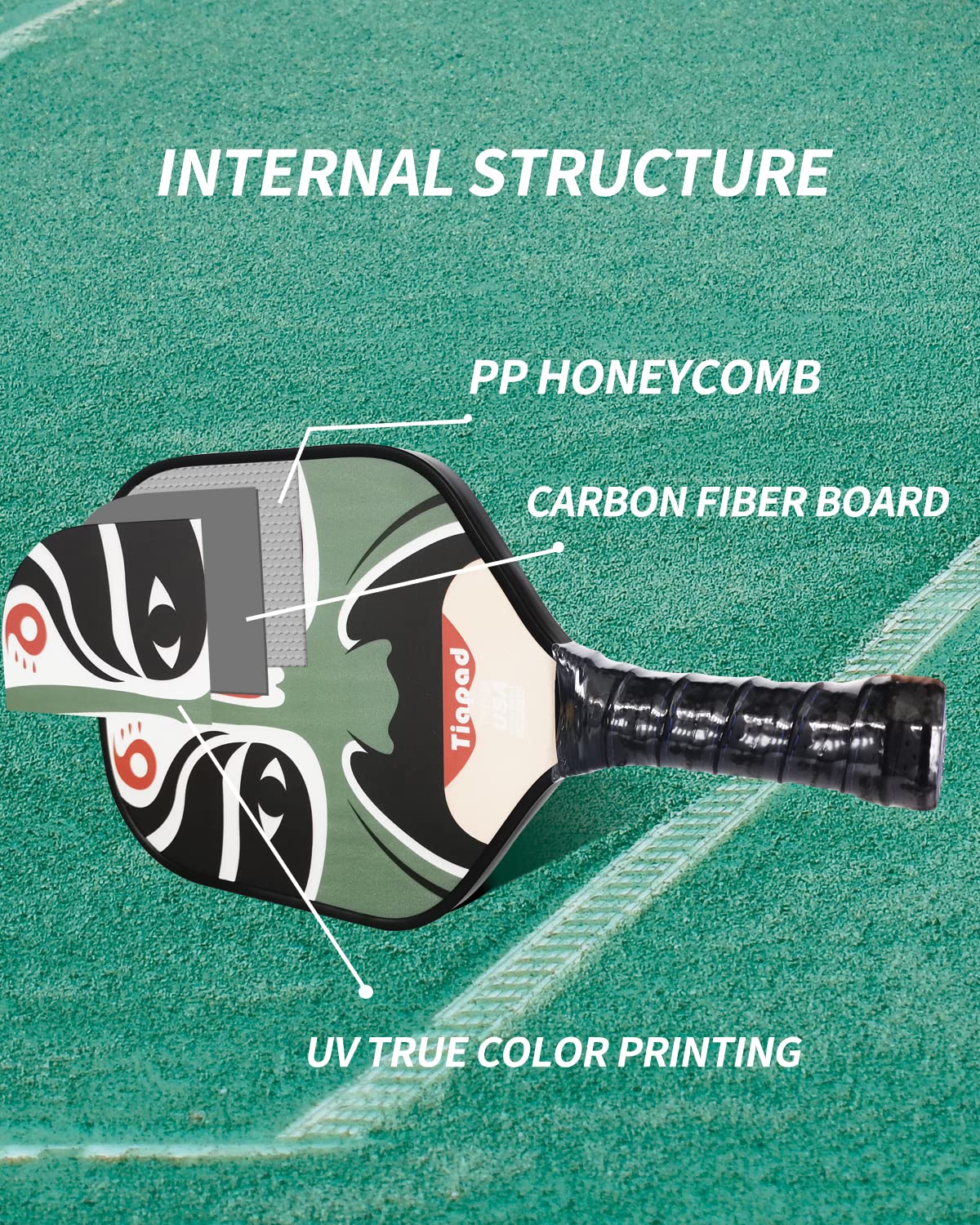 Pickleball Racket Set of 2, USAPA Approved Carbon Fiber Surface Pickleball Paddles, Indoor & Outdoor Pickle Balls for Women Men