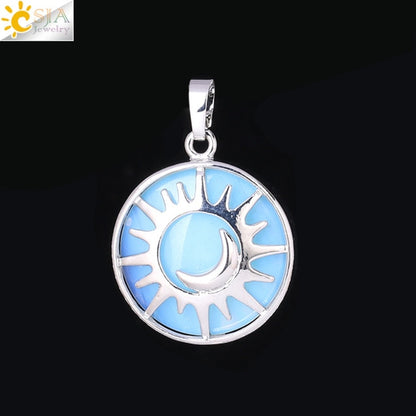 Sun & Moon Pendant Reiki Healing Natural Stone Necklace