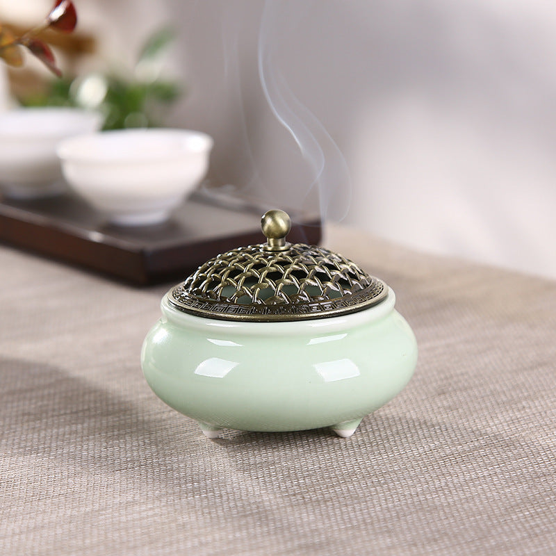 Ceramic Three-legged Incense Burner Sandalwood Agarwood Household Tea Ceremony