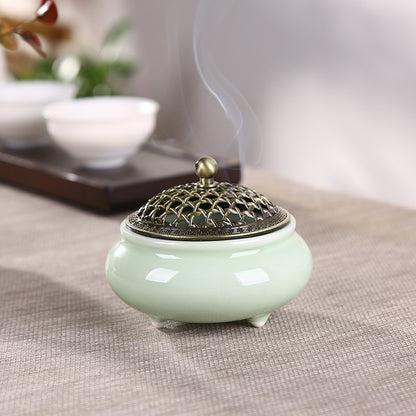 Ceramic Three-legged Incense Burner Sandalwood Agarwood Household Tea Ceremony