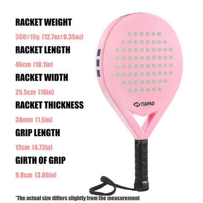 Padel Racket Carbon Fiber Frame and Soft EVA Core Well-Balanced Paddle, Padel Racket for Women Beginners