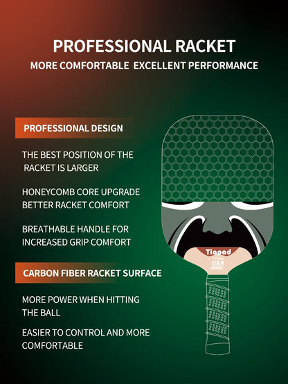 Pickleball Racket Set of 2, USAPA  Approved Carbon Fiber Surface Pickleball Paddles, Indoor & Outdoor Pickle Balls for Women Men