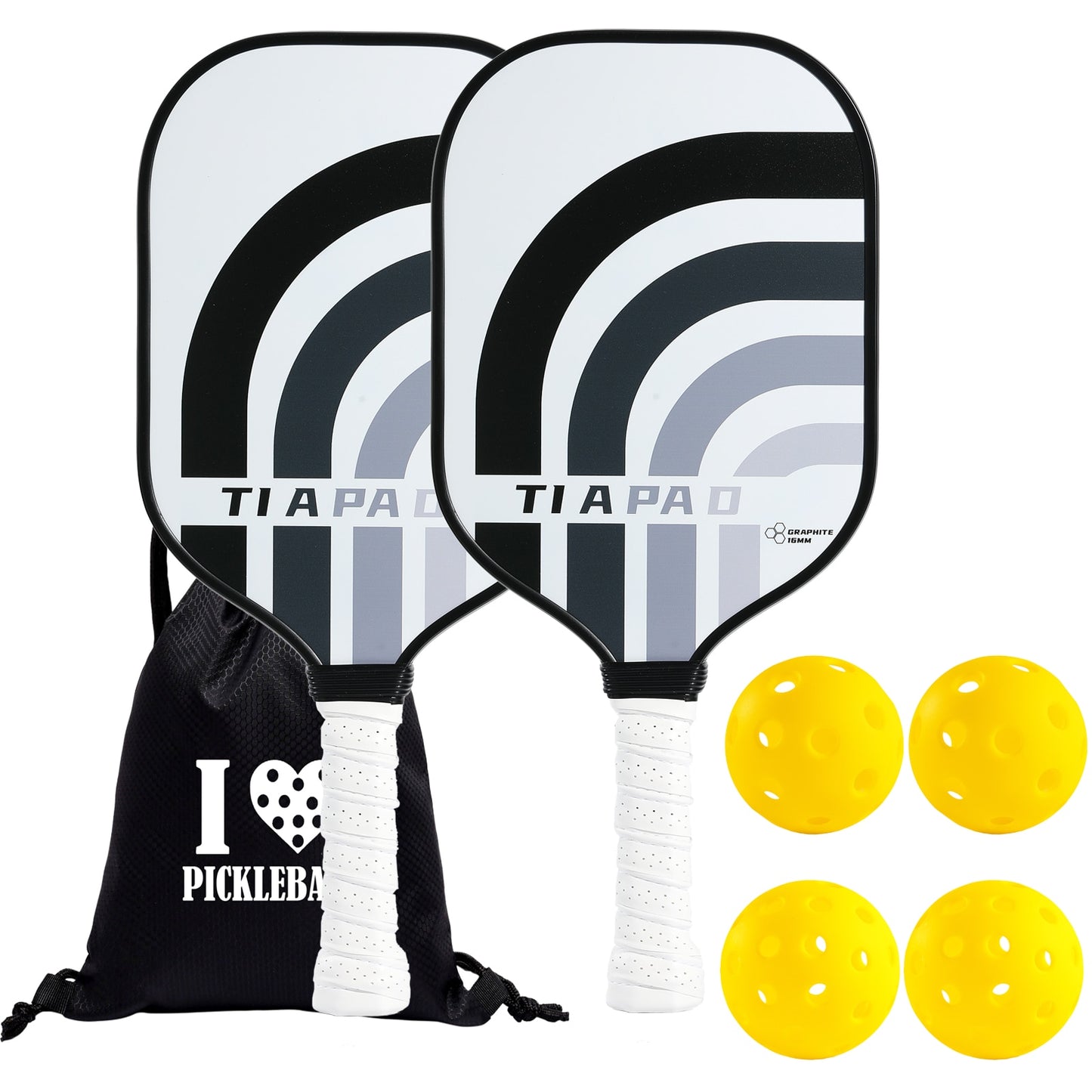 Pickleball Paddles Set Carbon Fiber PP Honeycomb Inner Core Extended Grip Lightweight Pickleball Paddles