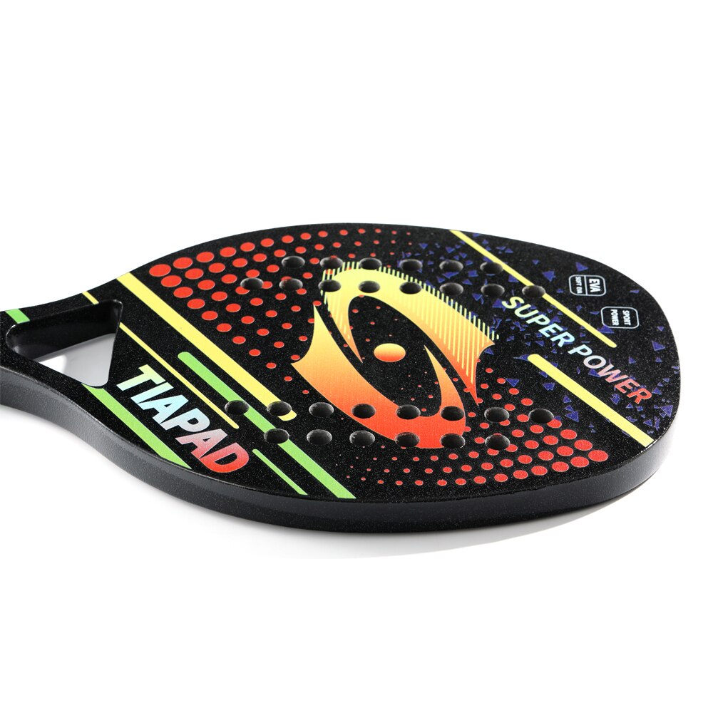 Beach Tennis Racket, Glass Fiber Grit Surface EVA Memory Foam Core 28 Holes 22mm Lightweight Paddle for Women Men