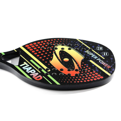 Beach Tennis Racket, Glass Fiber Grit Surface EVA Memory Foam Core 28 Holes 22mm Lightweight Paddle for Women Men