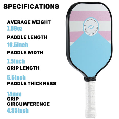 Pickleball Paddles Set Carbon Fiber PP Honeycomb Inner Core Extended Grip Lightweight Pickleball Paddles