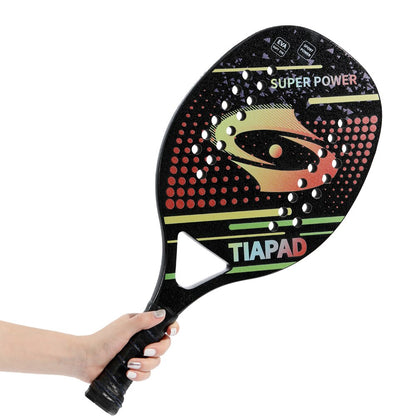 Beach Tennis Racket, Glass Fiber Grit Surface EVA Memory Foam Core 28 Holes 22mm Lightweight Paddle for Women Men