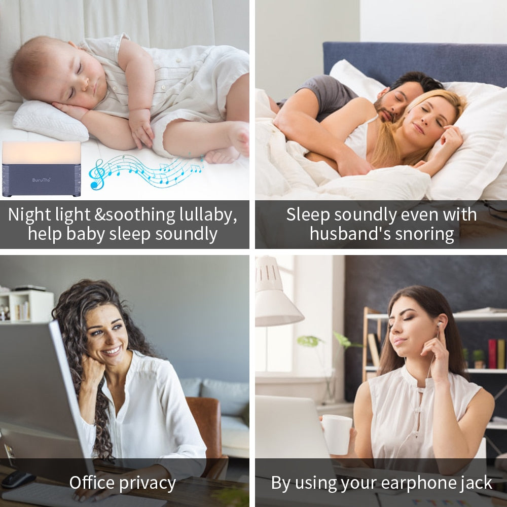 Sound Therapy Sleep Machine 39 Soothing Sounds Warm Night Light for Sleeping Timers White Noise Machine for Baby Adults Cordless
