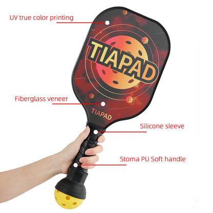 Pickleball Paddles- Fiberglass Surface Racket Set of 2 Paddles, 4 Pickle Balls,1 Carry Bag for Women Men Kids